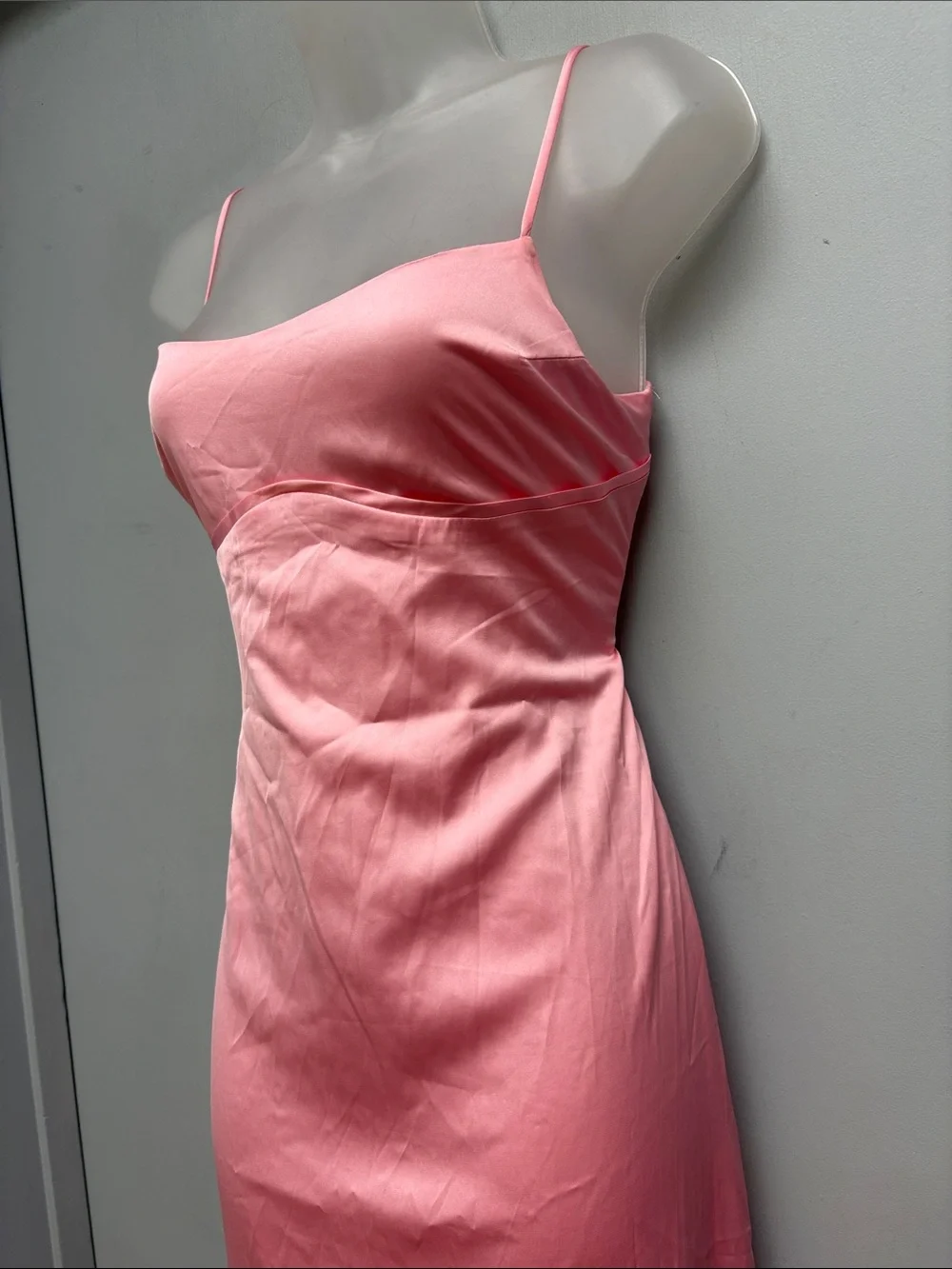 FORE Pink Satin Bustier Maxi Slip Dress Size Medium Y2K Formal
